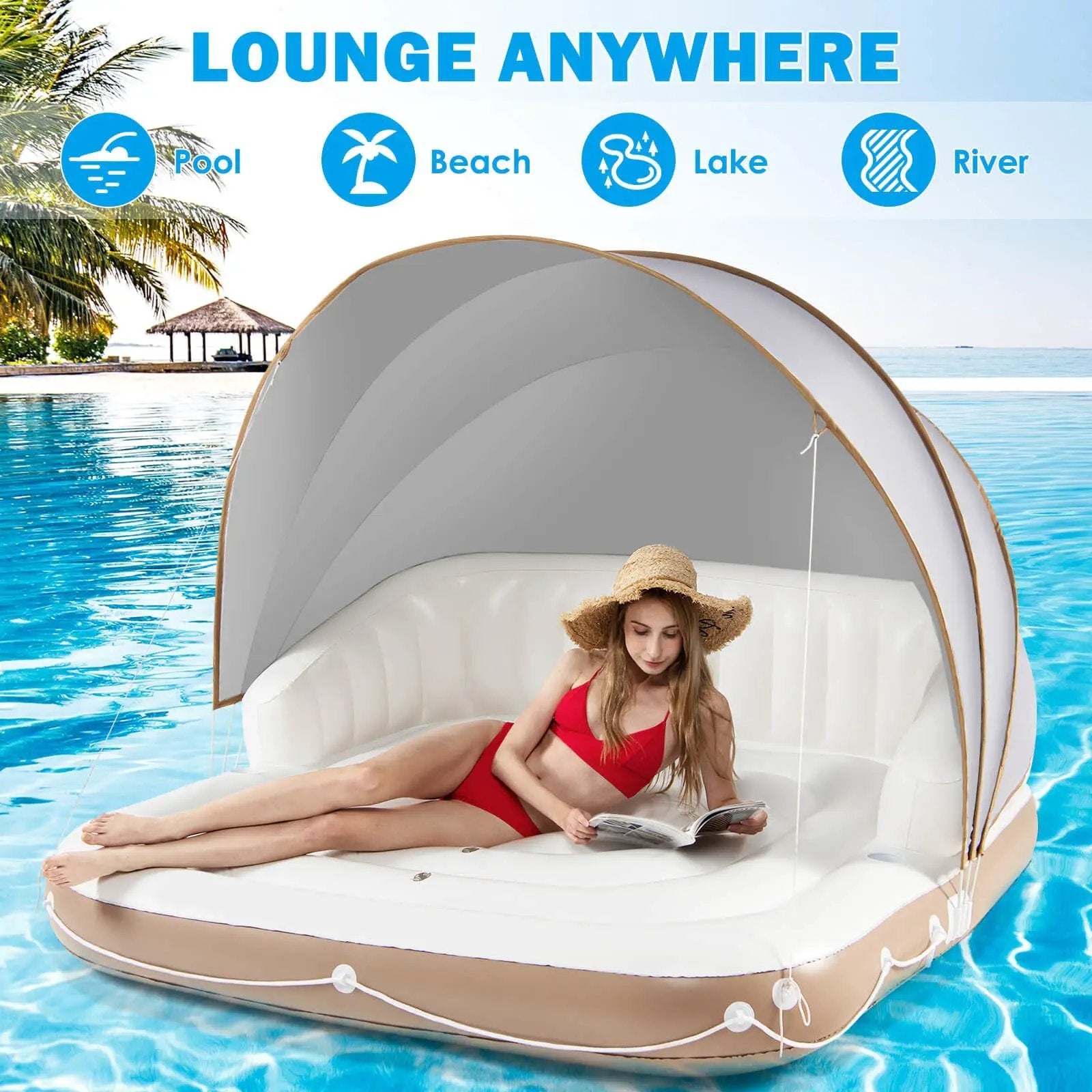 Inflatable Pool Float Lounge Swimming Raft by DirectDeals