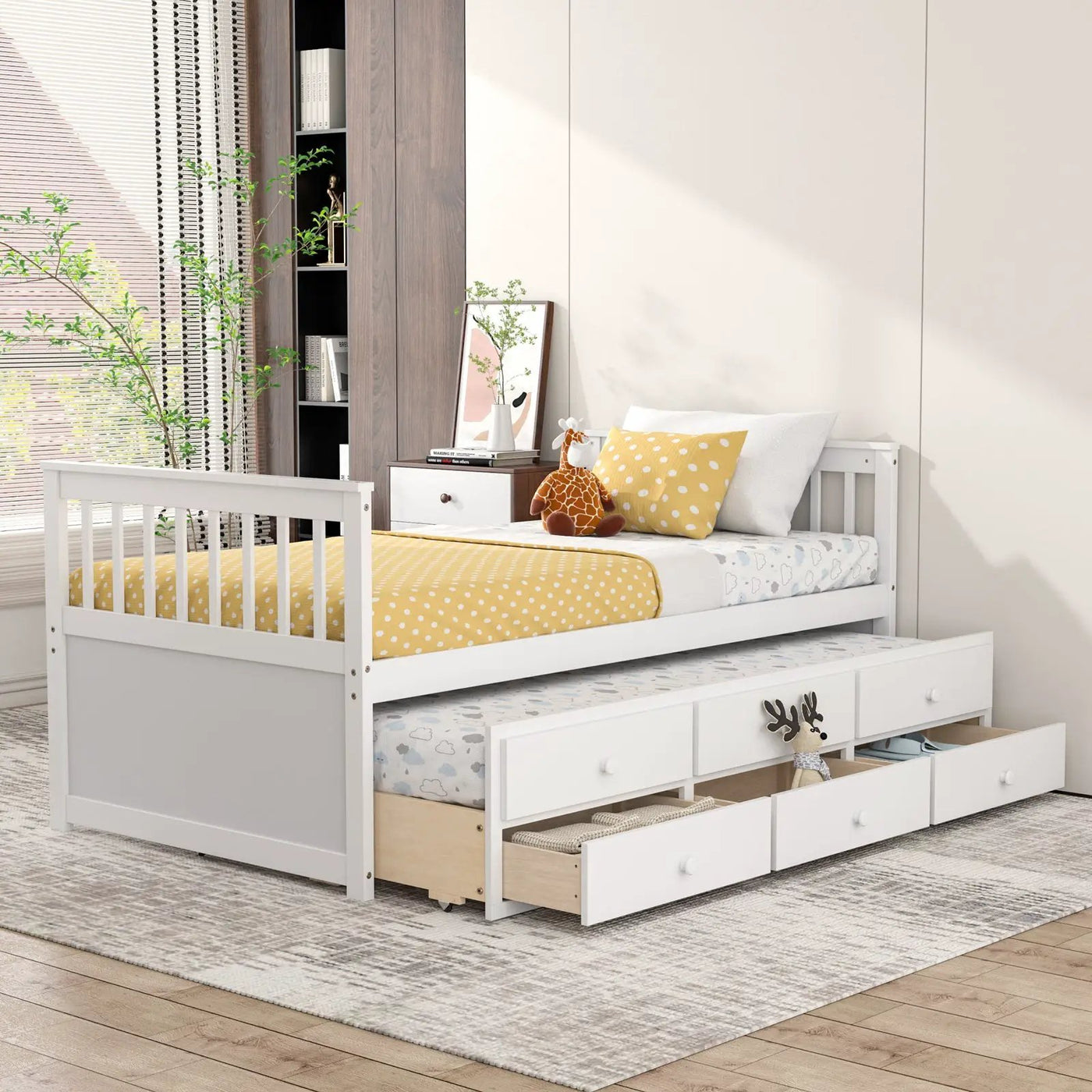 Twin Captain’s Bed with Trundle and 3 Storage Drawers by DirectDeals