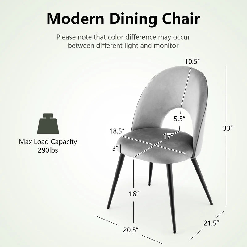 Dining Chair Set of 2 with Metal Base and Adjustable Pads by DirectDeals
