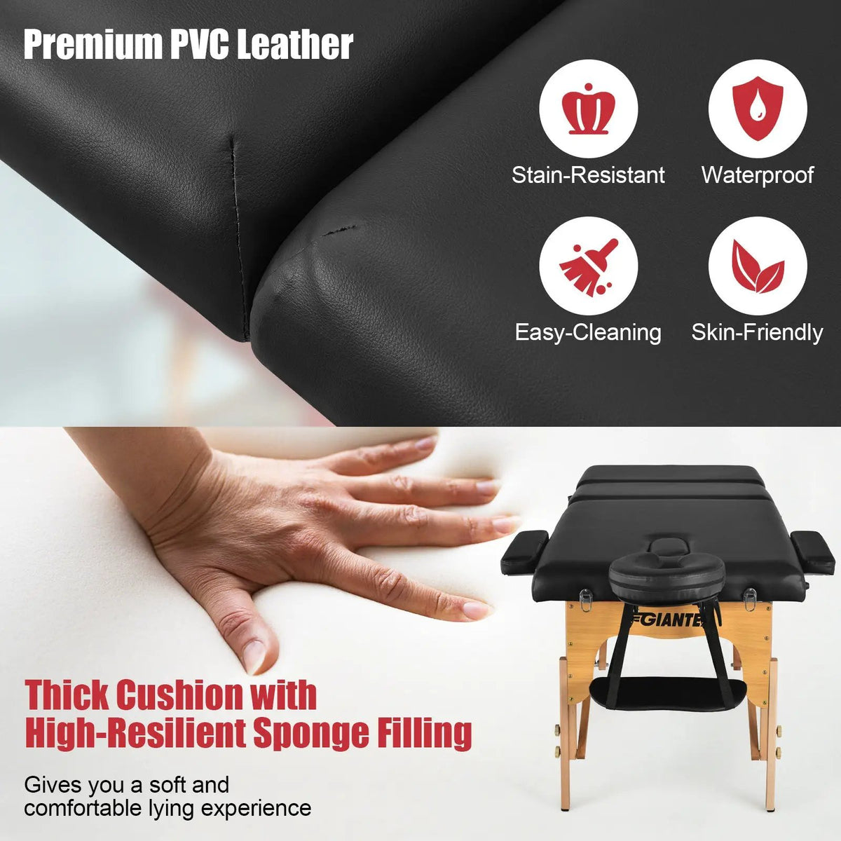 3 Fold Portable Adjustable Massage Table with Carry Case by DirectDeals