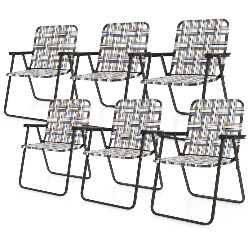 6 Pieces Folding Beach Chair Camping Lawn Webbing Chair by DirectDeals