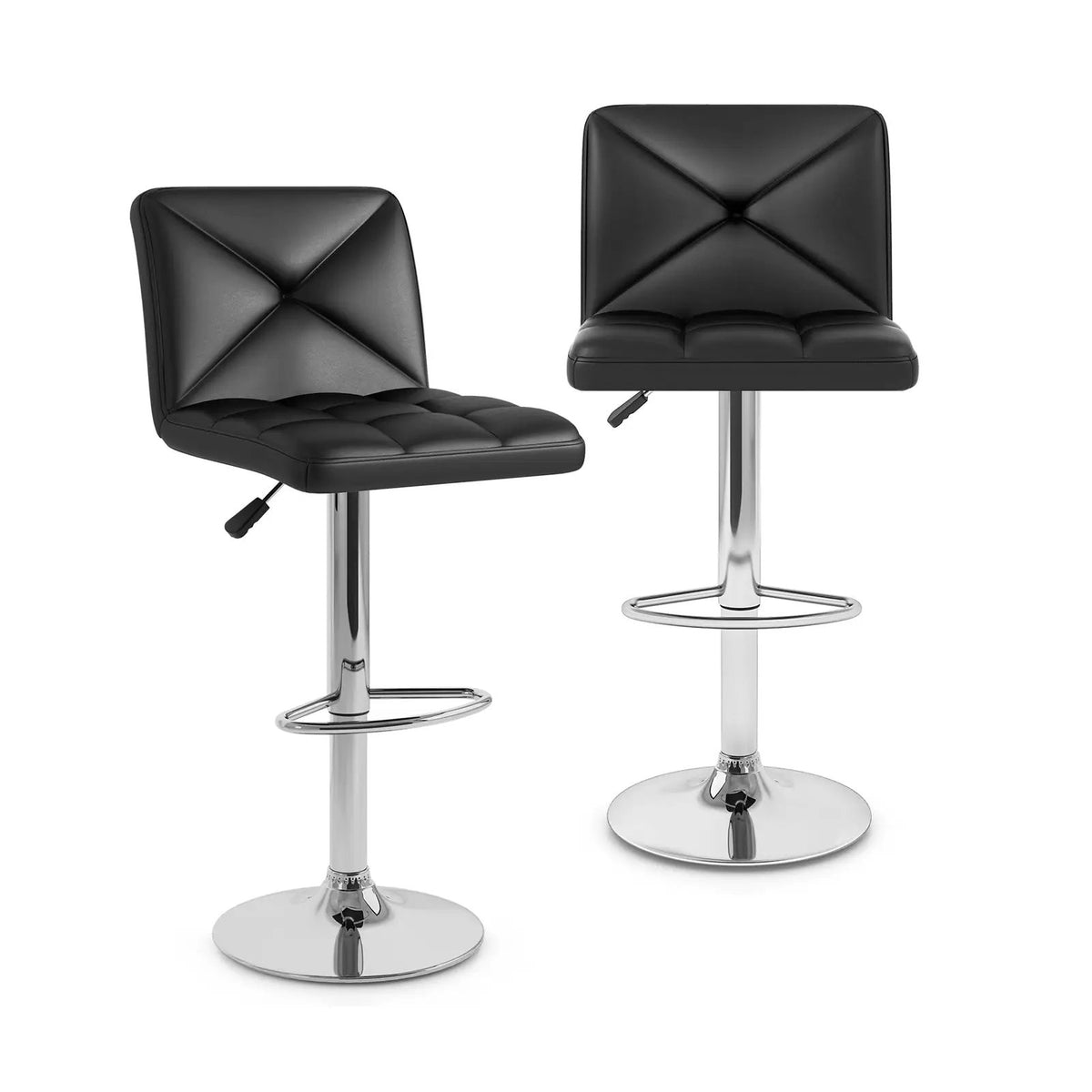 PU Leather Upholstered Bar Stools Set of 2 with Back and Adjustable Height by DirectDeals
