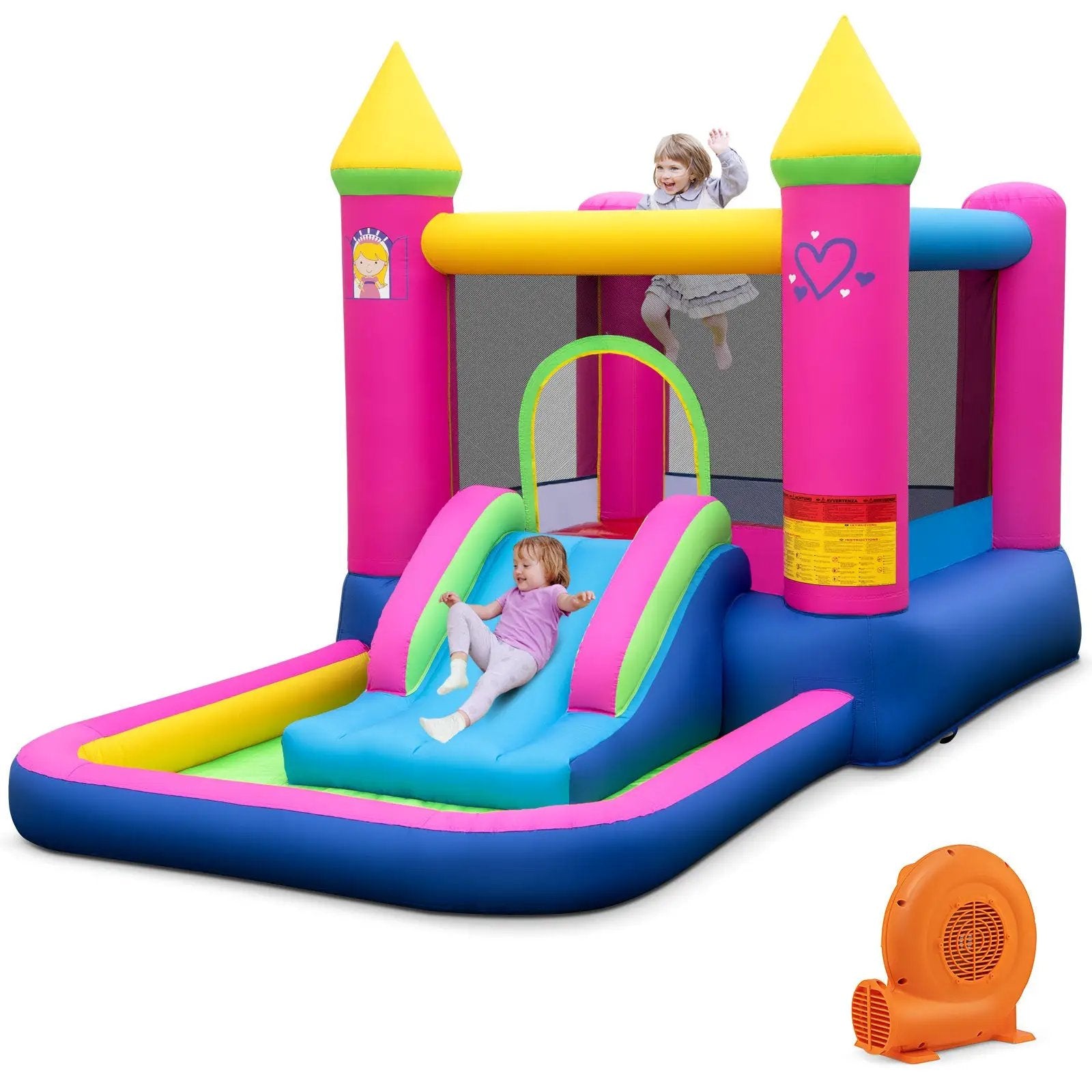 Inflatable Bounce House Cute Princess Bouncy Castle with 520W Blower by DirectDeals
