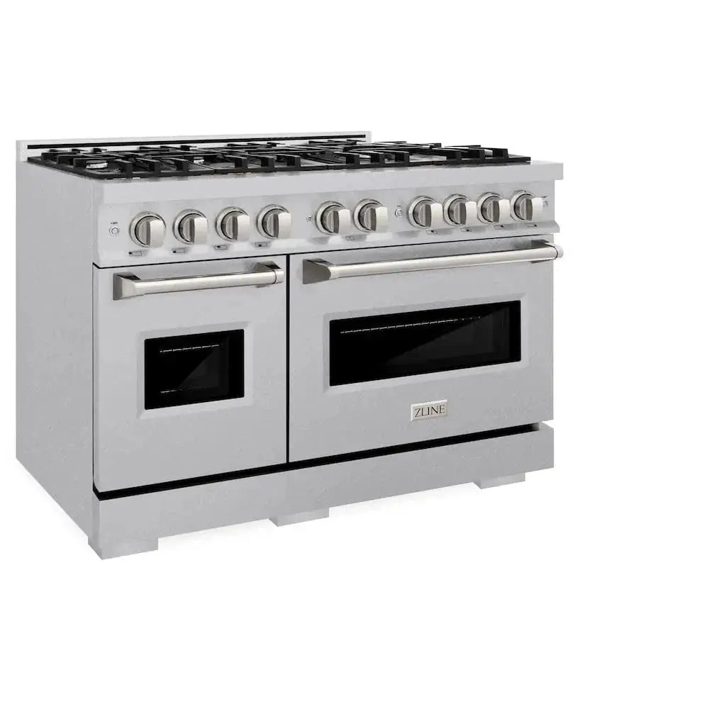 ZLINE 48" Dual Fuel Range, Gas Cooktop, Electric Convection Oven DuraSnow® Stainless Steel, CDRS-48 by Farmhouse Kitchen and Bath