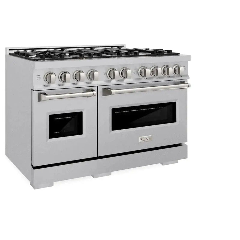 ZLINE 48" Dual Fuel Range, Gas Cooktop, Electric Convection Oven DuraSnow® Stainless Steel, CDRS-48 by Farmhouse Kitchen and Bath