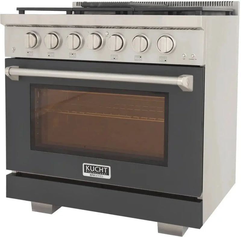 Kucht 36" Freestanding Professional Gas Range Liquid Propane KFX3600X/LP-GY by Farmhouse Kitchen and Bath