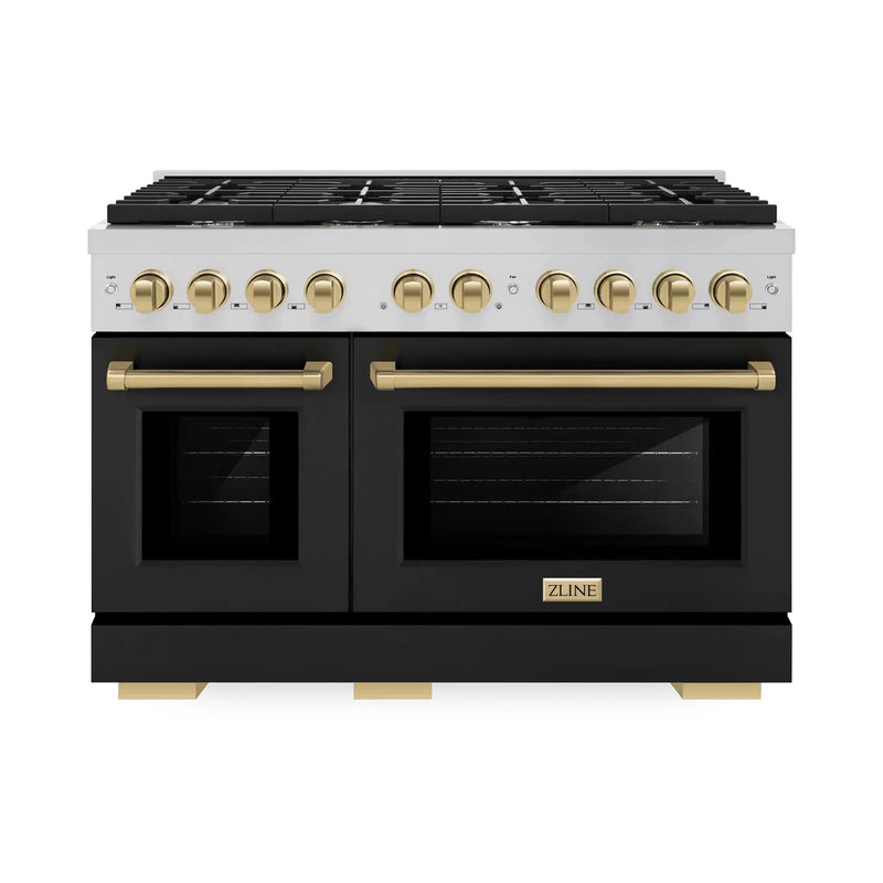 ZLINE 48"Paramount Dual Fuel Range Black Matte Champagne Bronze SDRZ-BLM-48-CB by Farmhouse Kitchen and Bath