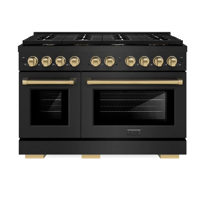 ZLINE 48"Paramount Dual Fuel Range Black Stainless Steel, Champagne Bronze SDRBZ-48-CB by Farmhouse Kitchen and Bath