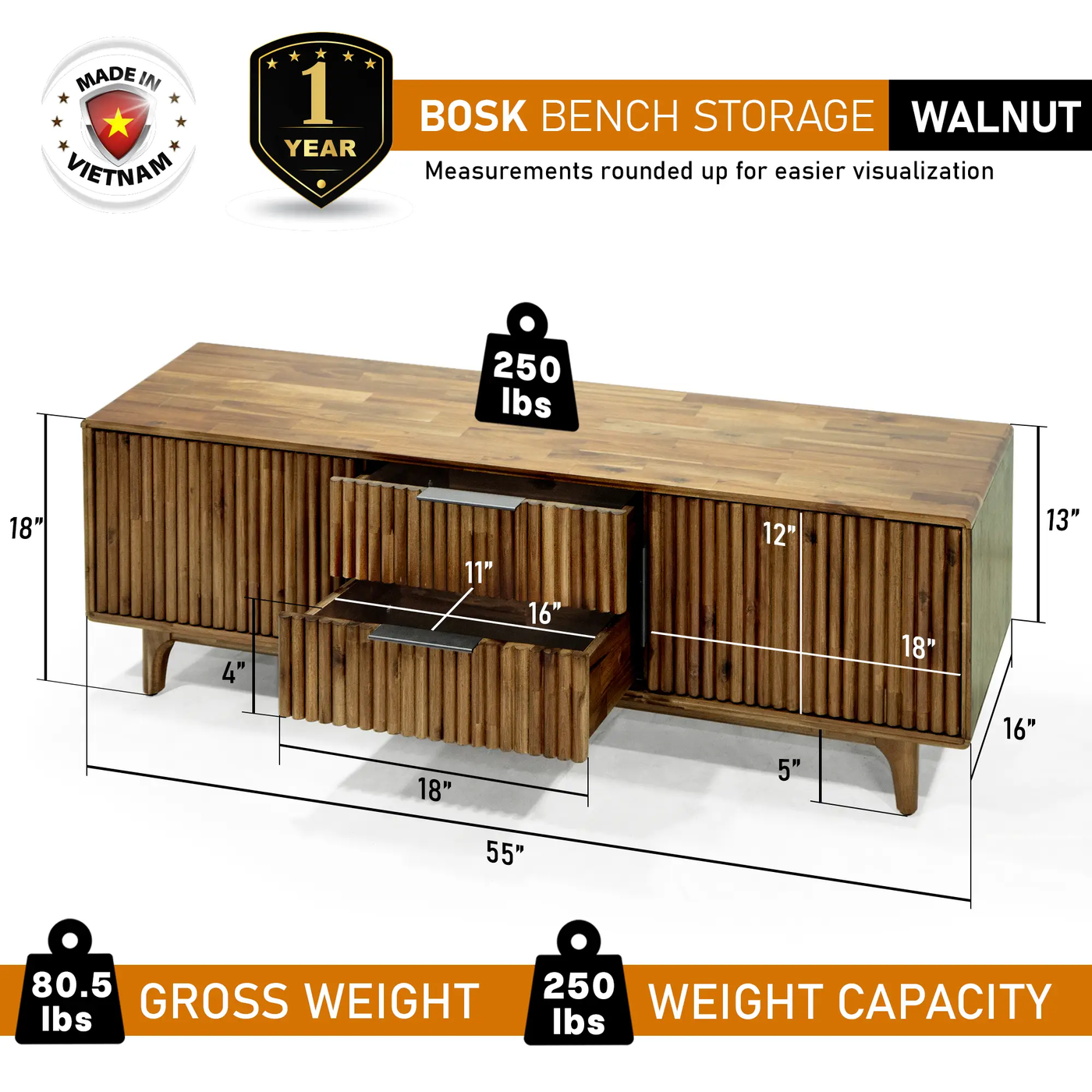 Bosk Solid Wood Storage Bench by Megsu