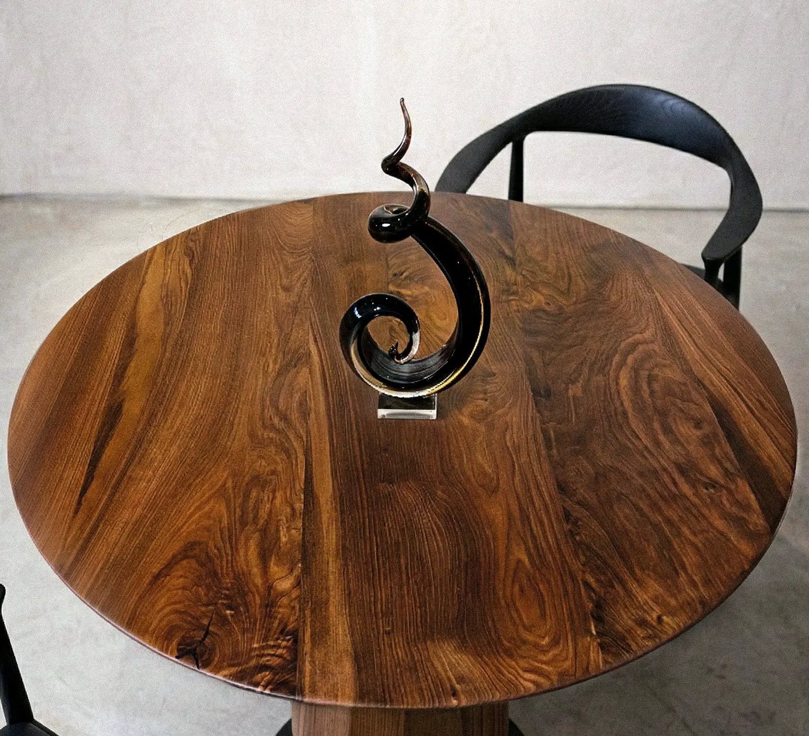 Modern Round Walnut Pedestal Dining Table by Gizz