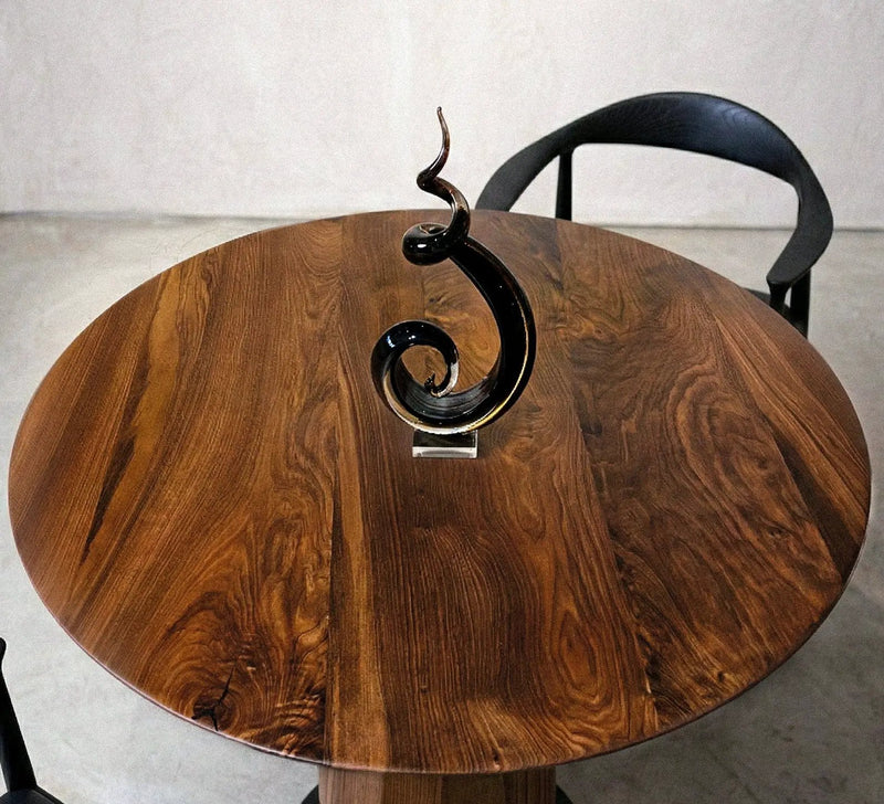 Modern Round Walnut Pedestal Dining Table by Gizz
