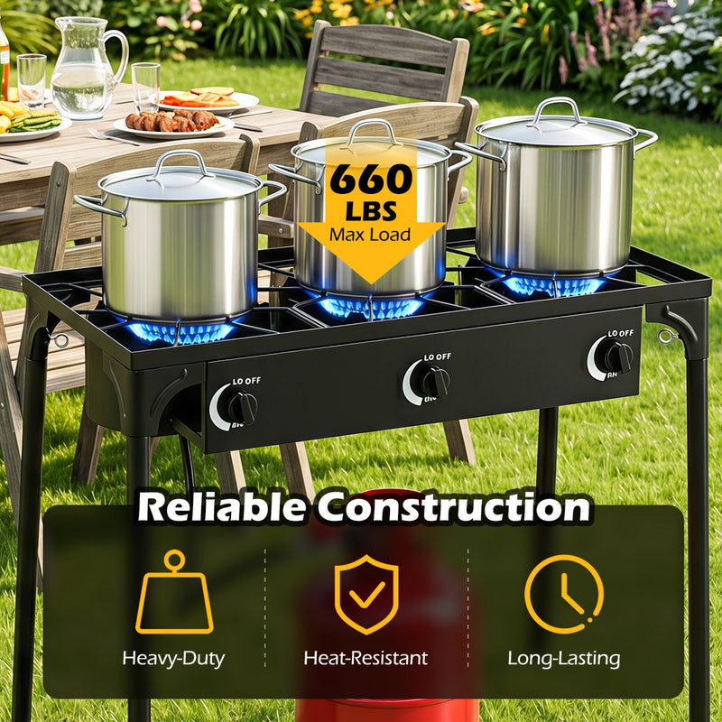 3 Burner Propane Stove 240000 BTU Outdoor Camping Grill by DirectDeals