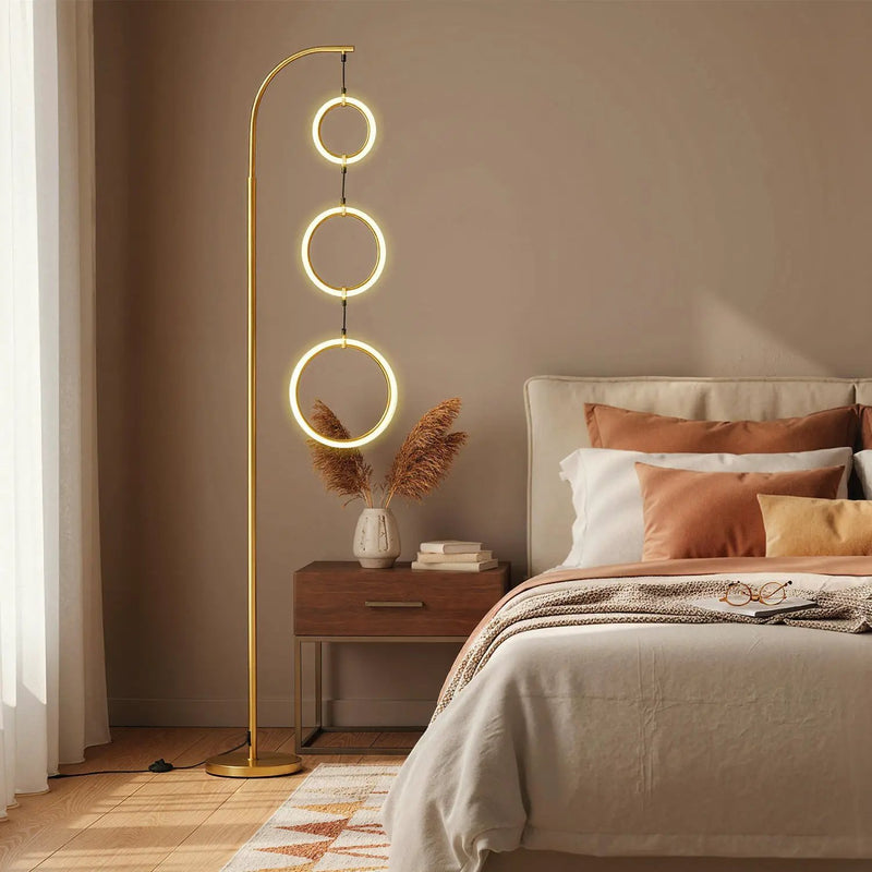3-Circle Dimmable LED Floor Lamp with Foot Pedal Switch 3 Color Temperatures by DirectDeals