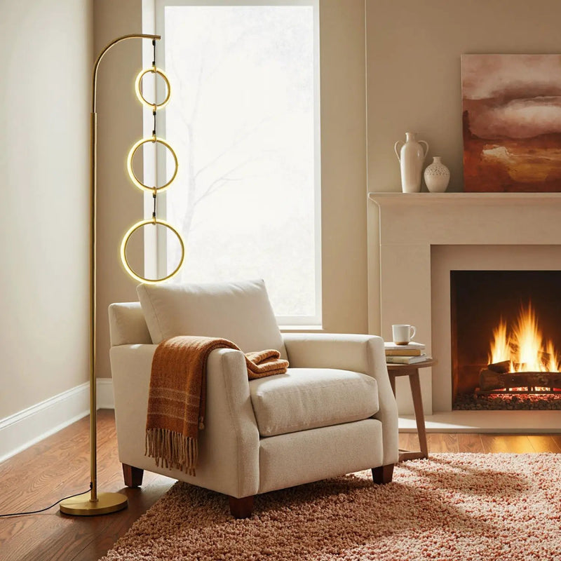 3-Circle Dimmable LED Floor Lamp with Foot Pedal Switch 3 Color Temperatures by DirectDeals