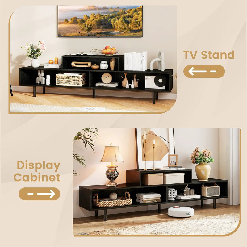 3 Cubby TV Stand for TVs up to 70 Inch with Open Storage Compartments by DirectDeals