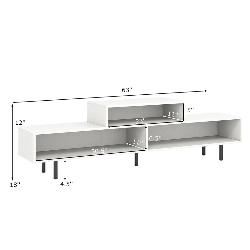 3 Cubby TV Stand for TVs up to 70 Inch with Open Storage Compartments by DirectDeals