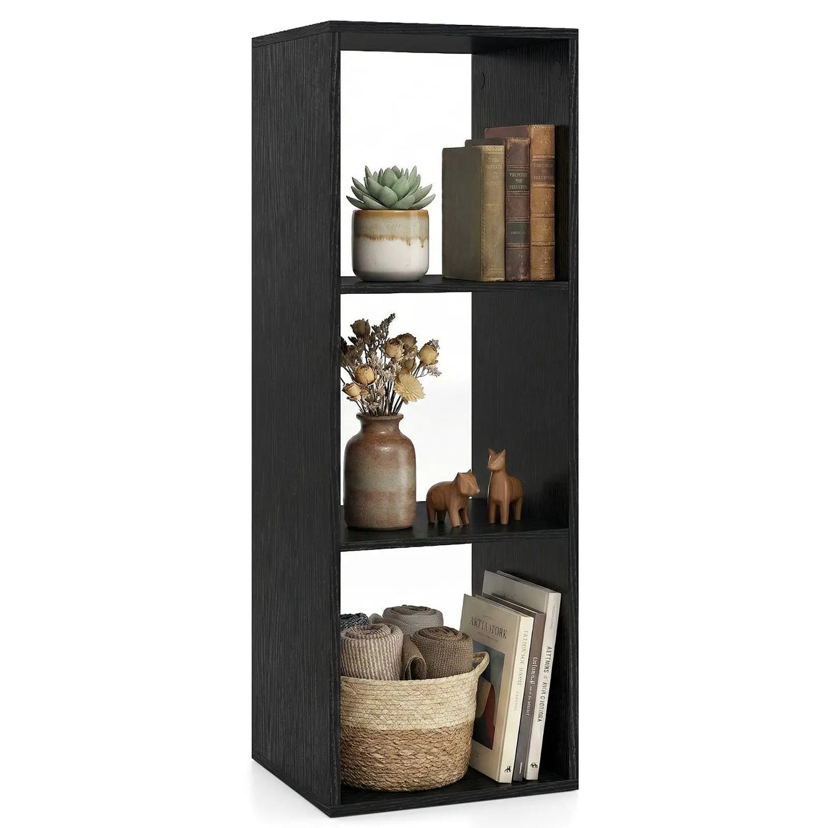 3 Cube Bookshelf with Back Guardrail for Living Room Bedroom by DirectDeals