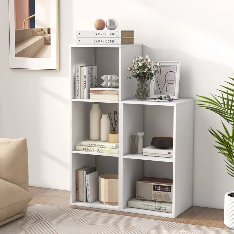 3 Cube Bookshelf with Back Guardrail for Living Room Bedroom by DirectDeals