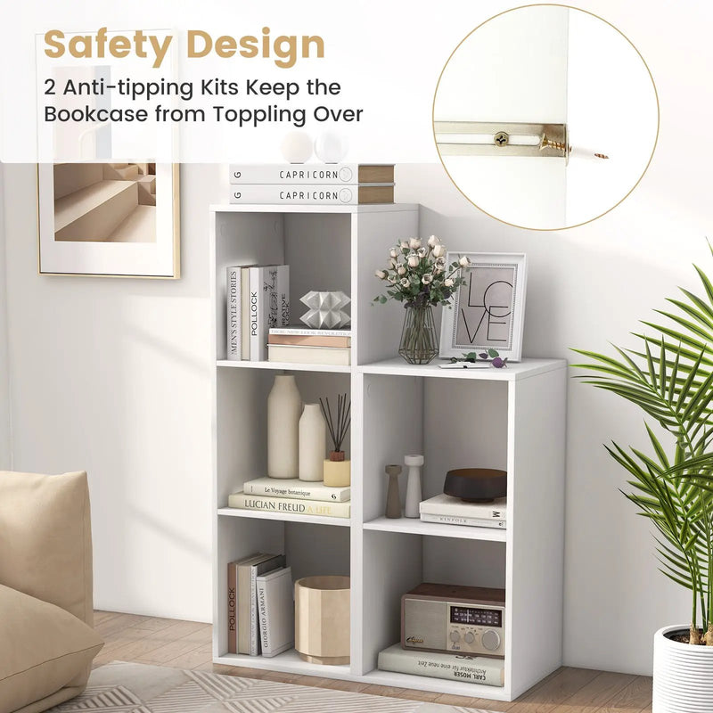 3 Cube Bookshelf with Back Guardrail for Living Room Bedroom by DirectDeals