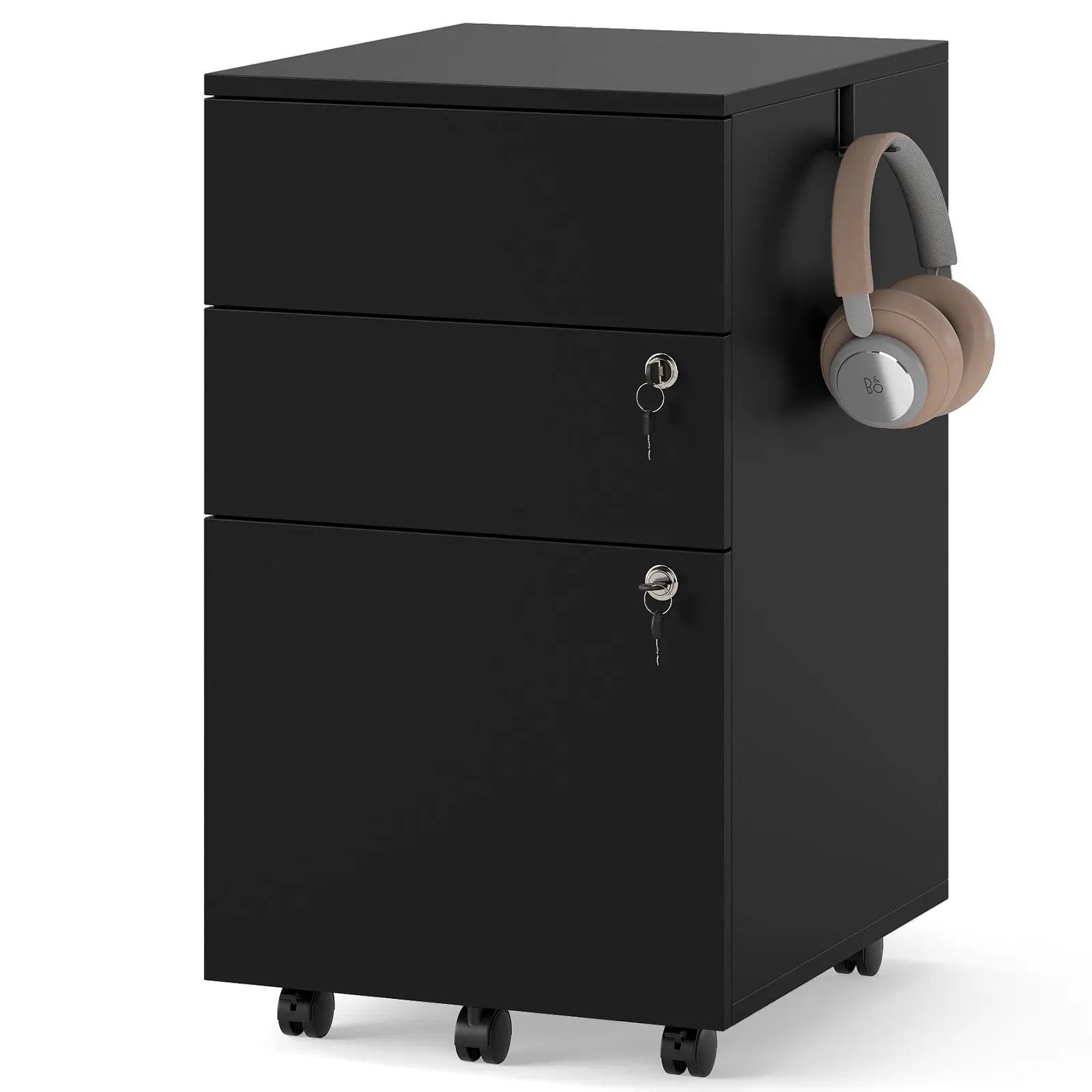 3 Drawer Filing Cabinet Locking Pedestal Desk by DirectDeals