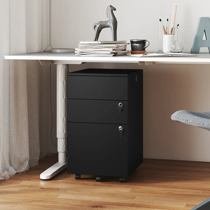 3 Drawer Filing Cabinet Locking Pedestal Desk by DirectDeals