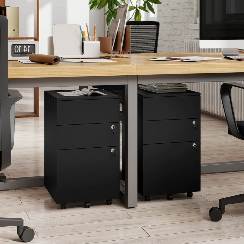 3 Drawer Filing Cabinet Locking Pedestal Desk by DirectDeals