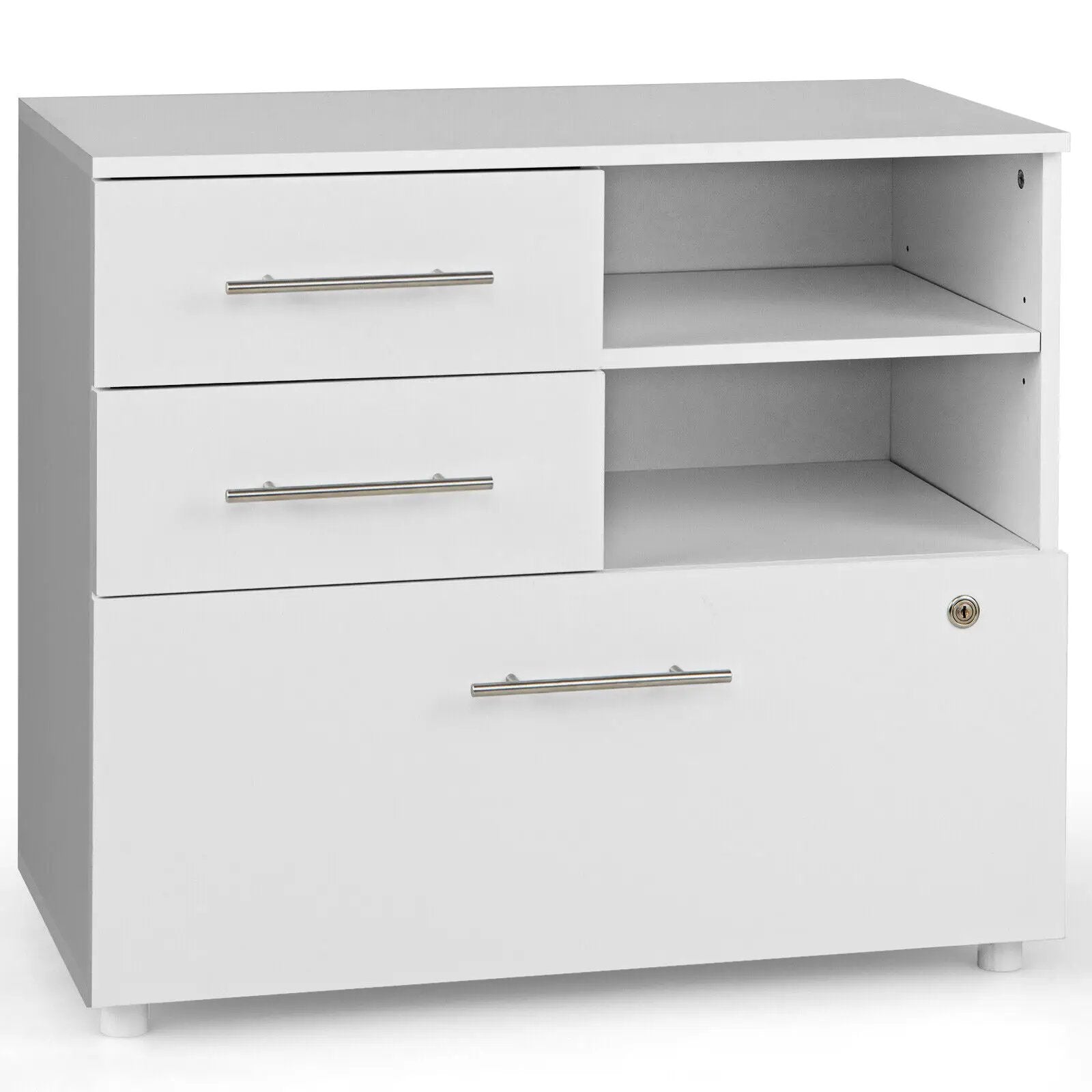 3 Drawer Lateral File Cabinet on Wheels with Storage Shelves by DirectDeals