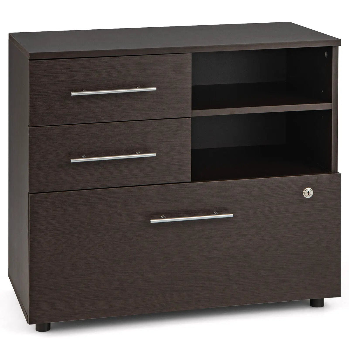 3 Drawer Lateral File Cabinet on Wheels with Storage Shelves by DirectDeals