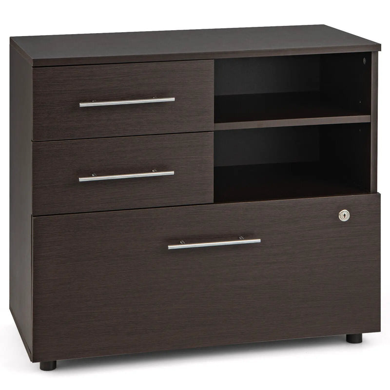 3 Drawer Lateral File Cabinet on Wheels with Storage Shelves by DirectDeals