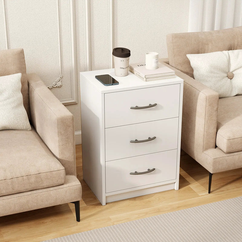 3 Drawer Nightstand with Storage for Living Room-White by DirectDeals