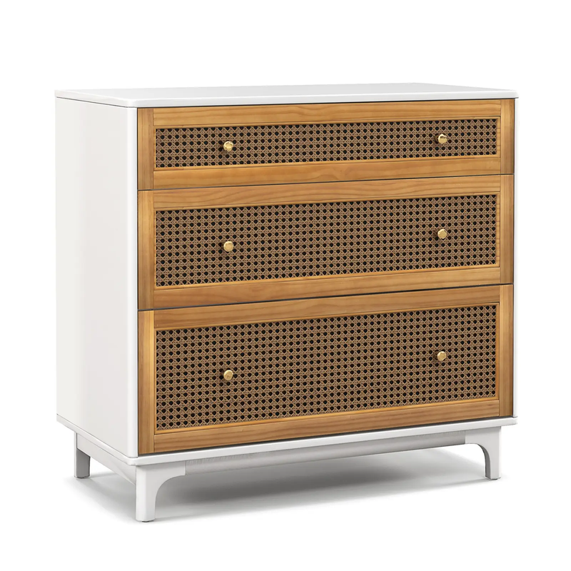 3-Drawer Rattan Dresser Chest with Anti-toppling Device-Brown by DirectDeals