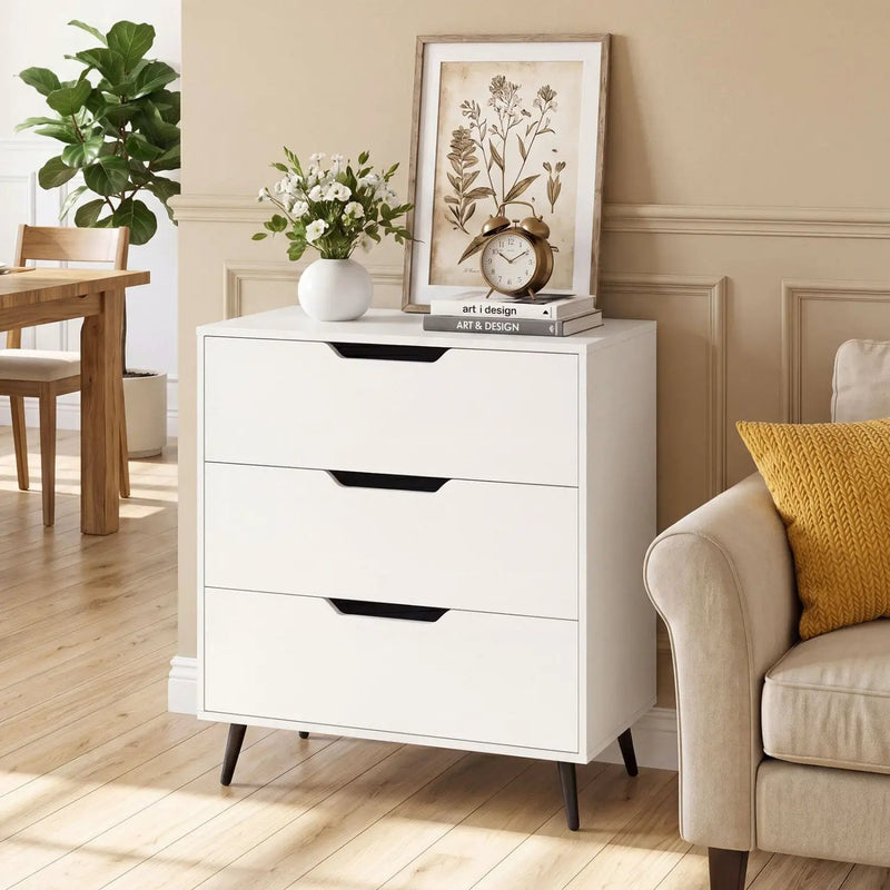3-Drawer Wooden Dresser with Metal Legs - Rustic Farmhouse by DirectDeals