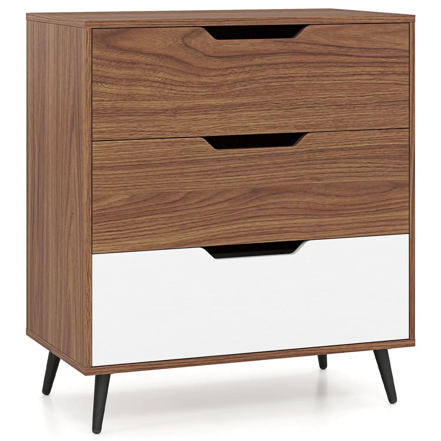 3-Drawer Wooden Dresser with Metal Legs - Rustic Farmhouse by DirectDeals