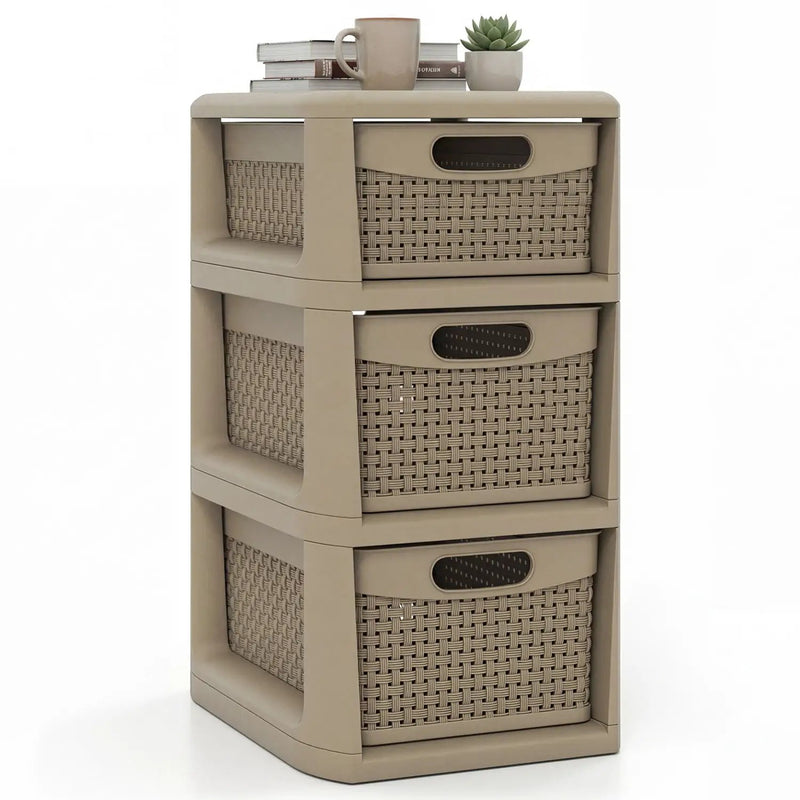 3-Drawer Storage Organizer with Wicker Patterns by DirectDeals