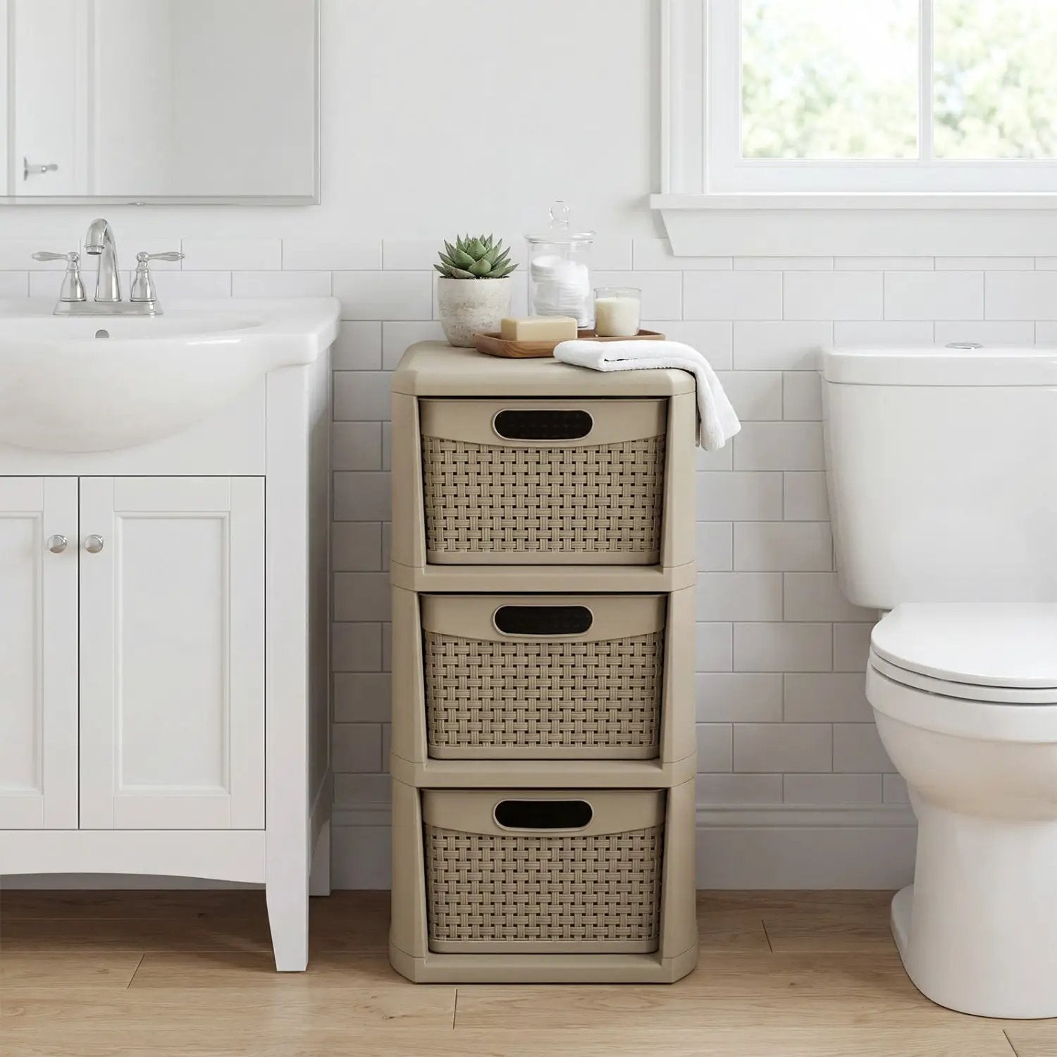 3-Drawer Storage Organizer with Wicker Patterns by DirectDeals