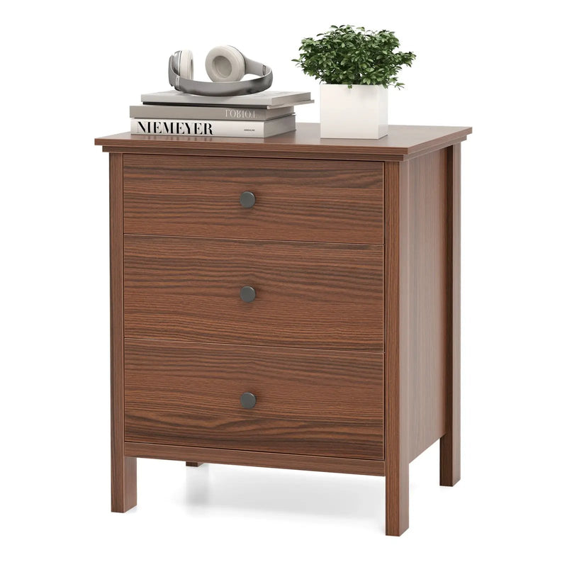 3-Drawer Wooden Nightstand Modern Bedside Table by DirectDeals