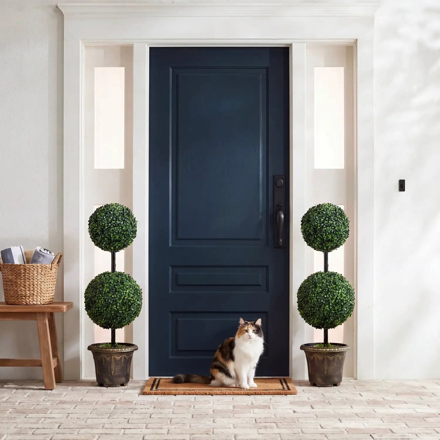 Artificial Boxwood Topiary Tree 3 FT Double Ball Shrubs by DirectDeals