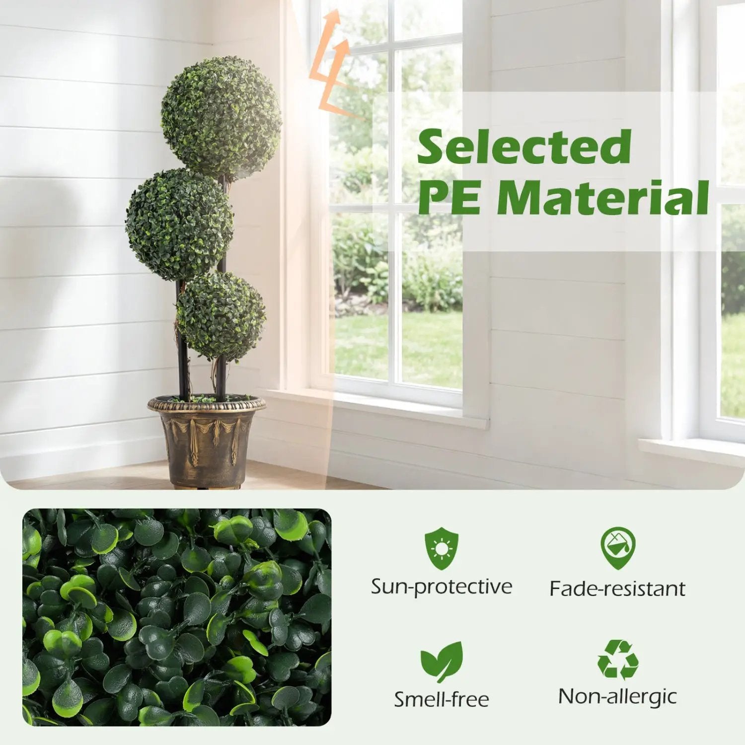 Artificial Boxwood Topiary Tree 3 FT Double Ball Shrubs by DirectDeals