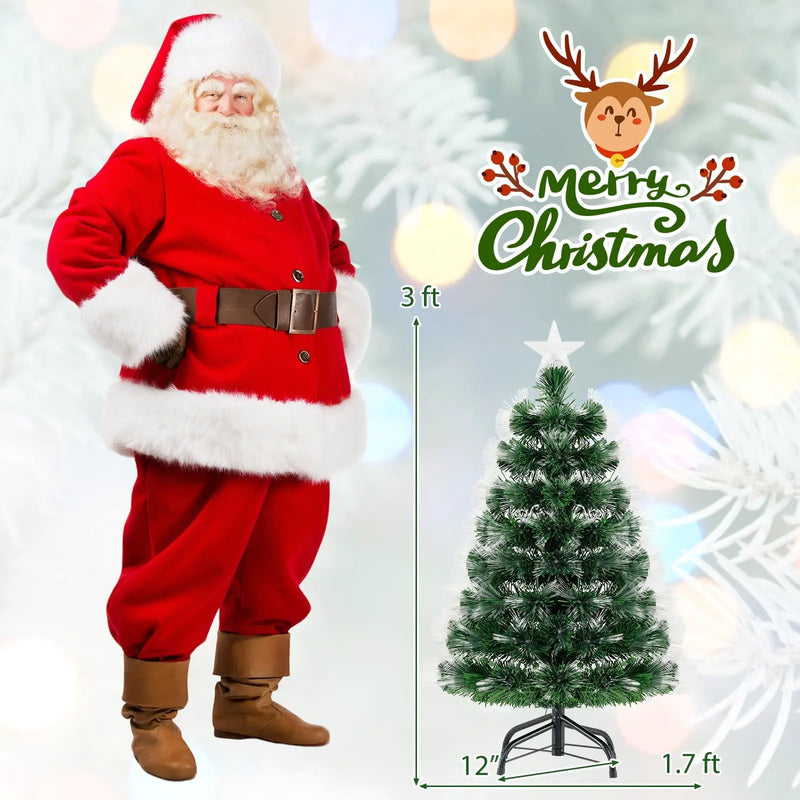 3 Feet Fiber Optic Christmas Tree with Branch Tips and Topper Star by DirectDeals
