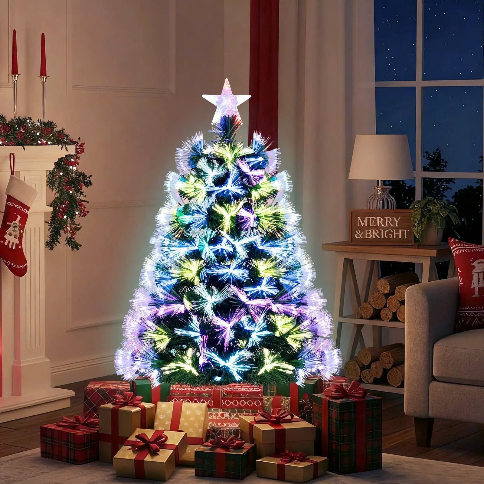 3 Feet Fiber Optic Christmas Tree with Branch Tips and Topper Star by DirectDeals