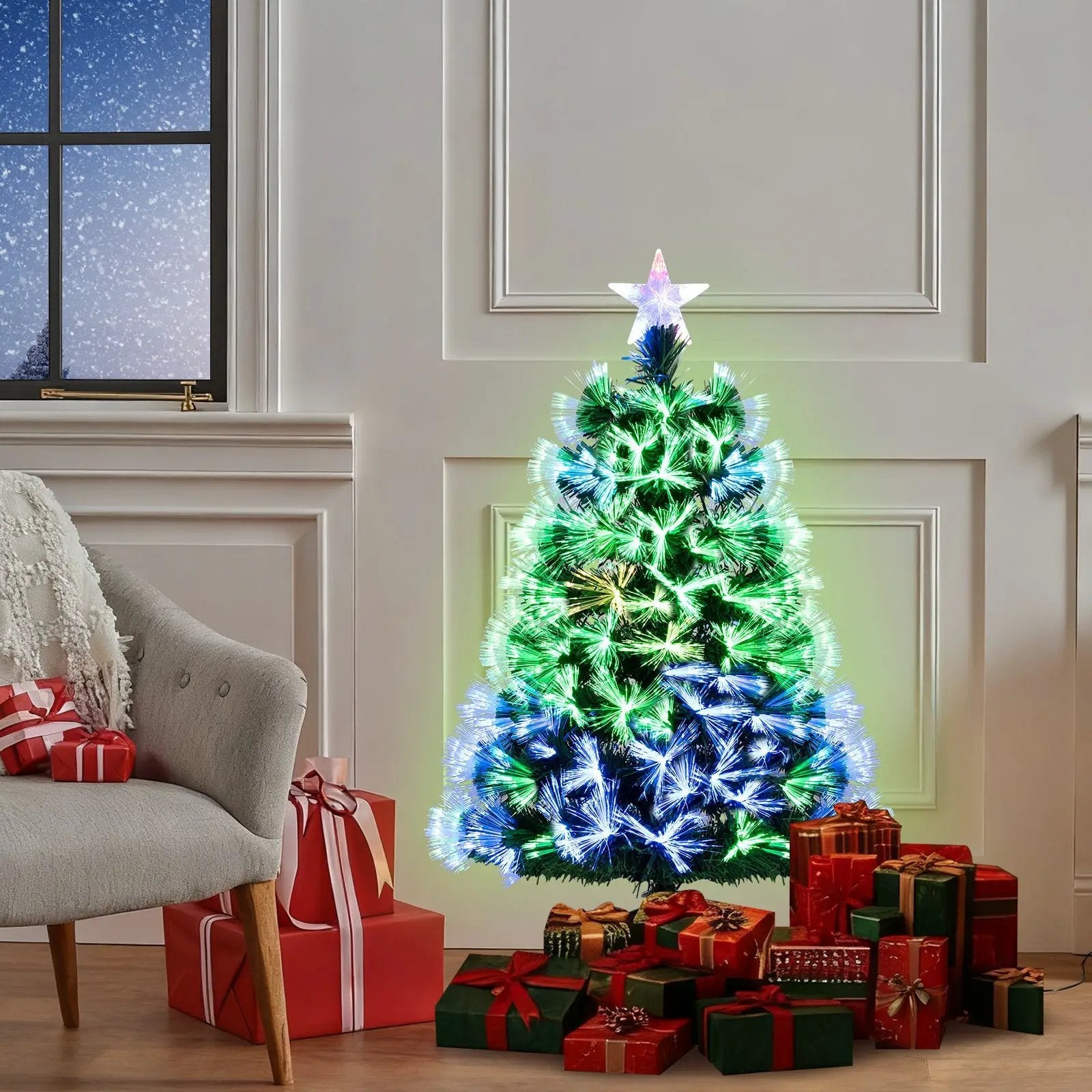 3 Feet Fiber Optic Christmas Tree with Branch Tips and Topper Star by DirectDeals