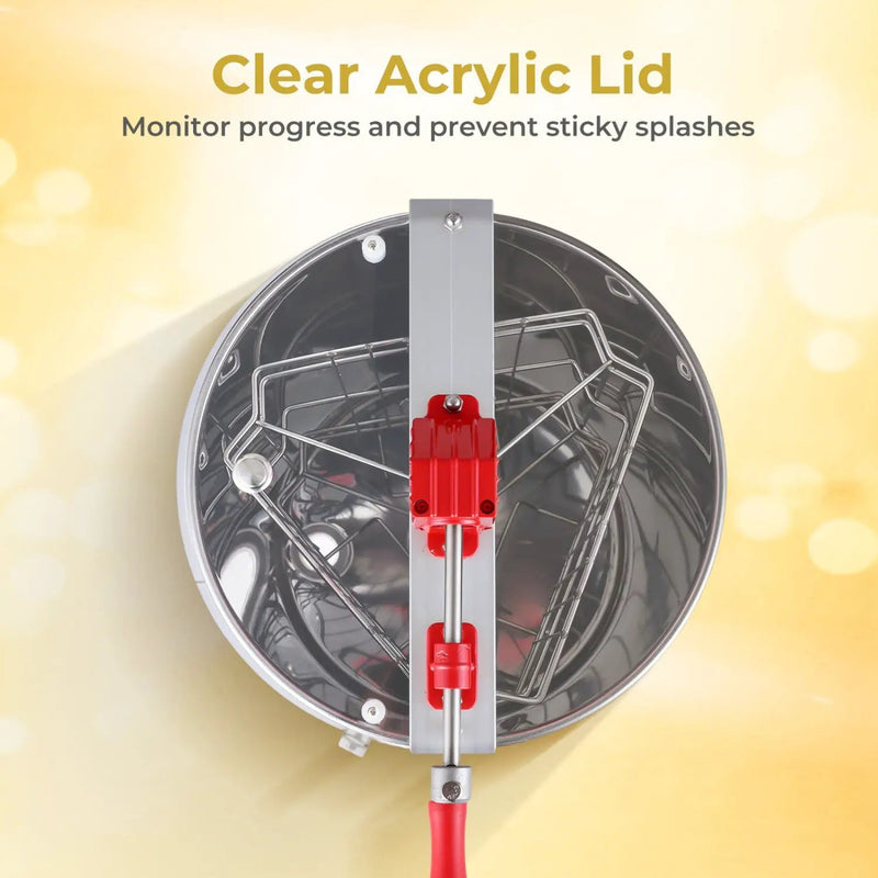 3 Frame Manual Honey Extractor with Bottom Gravity Flow Gate and Clear Lid for Home Apiary by DirectDeals