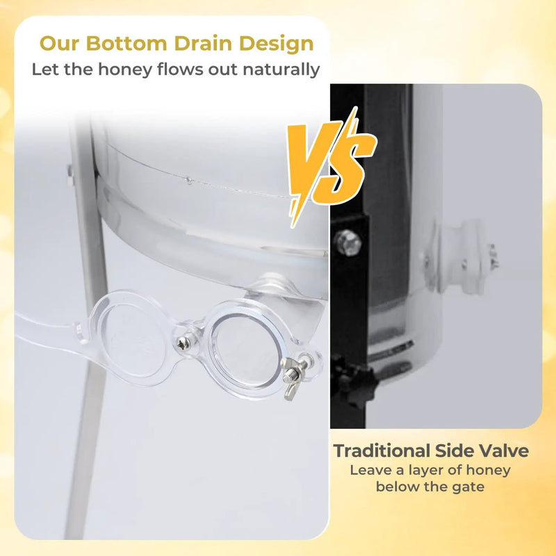 3 Frame Manual Honey Extractor with Bottom Gravity Flow Gate and Clear Lid for Home Apiary by DirectDeals
