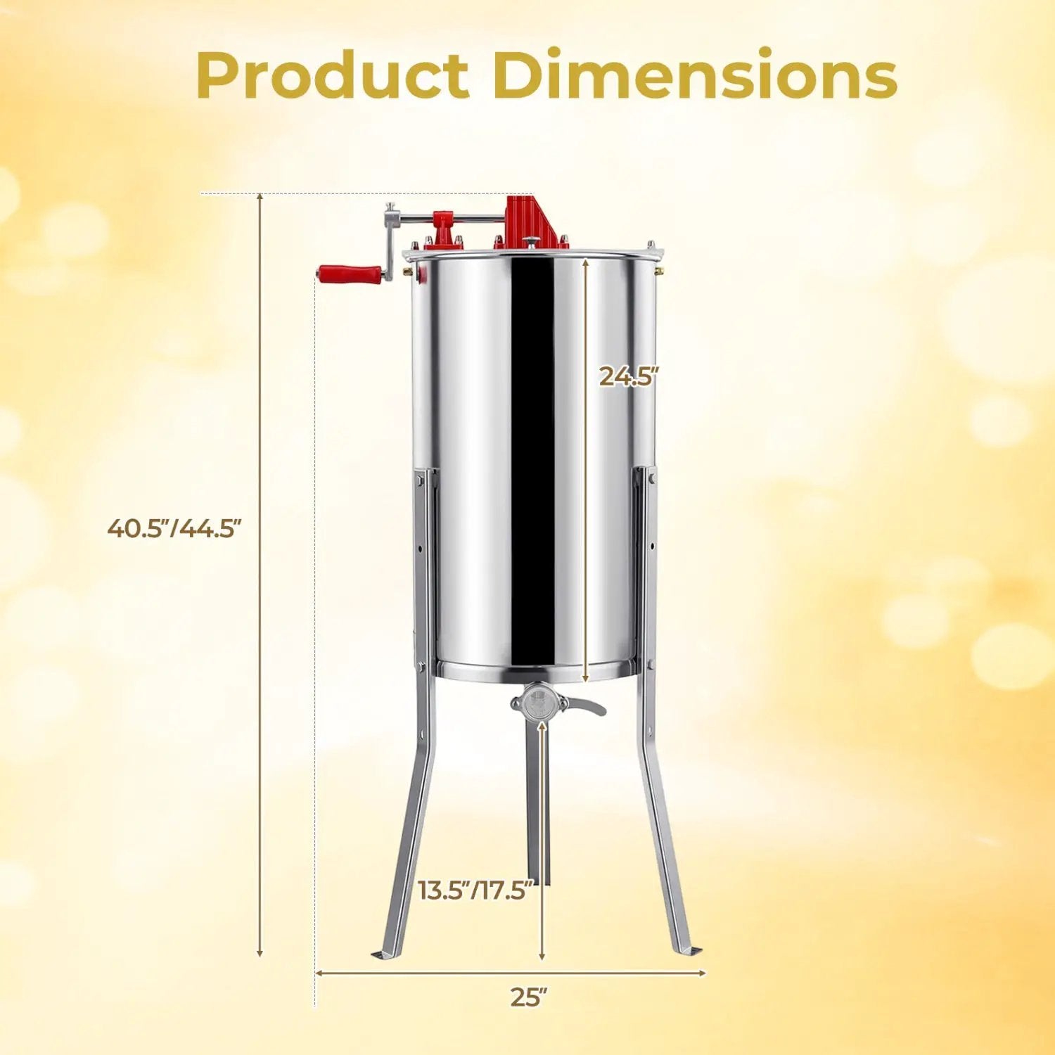 3 Frame Manual Honey Extractor with Bottom Gravity Flow Gate and Clear Lid for Home Apiary by DirectDeals