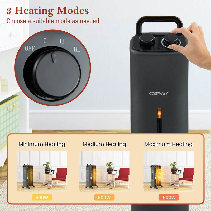 1500W Oil Filled Space Heater with 3-Level Heat by DirectDeals