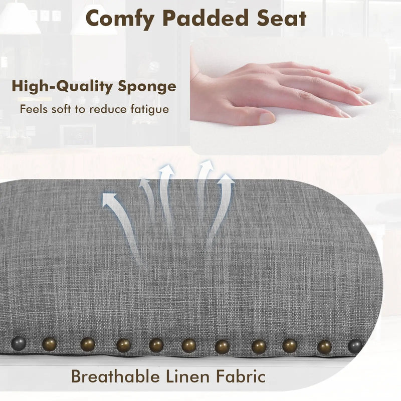 3 Heights Square Saddle Stool Set of 2 with Footrests and Padded Seats-Gray by DirectDeals