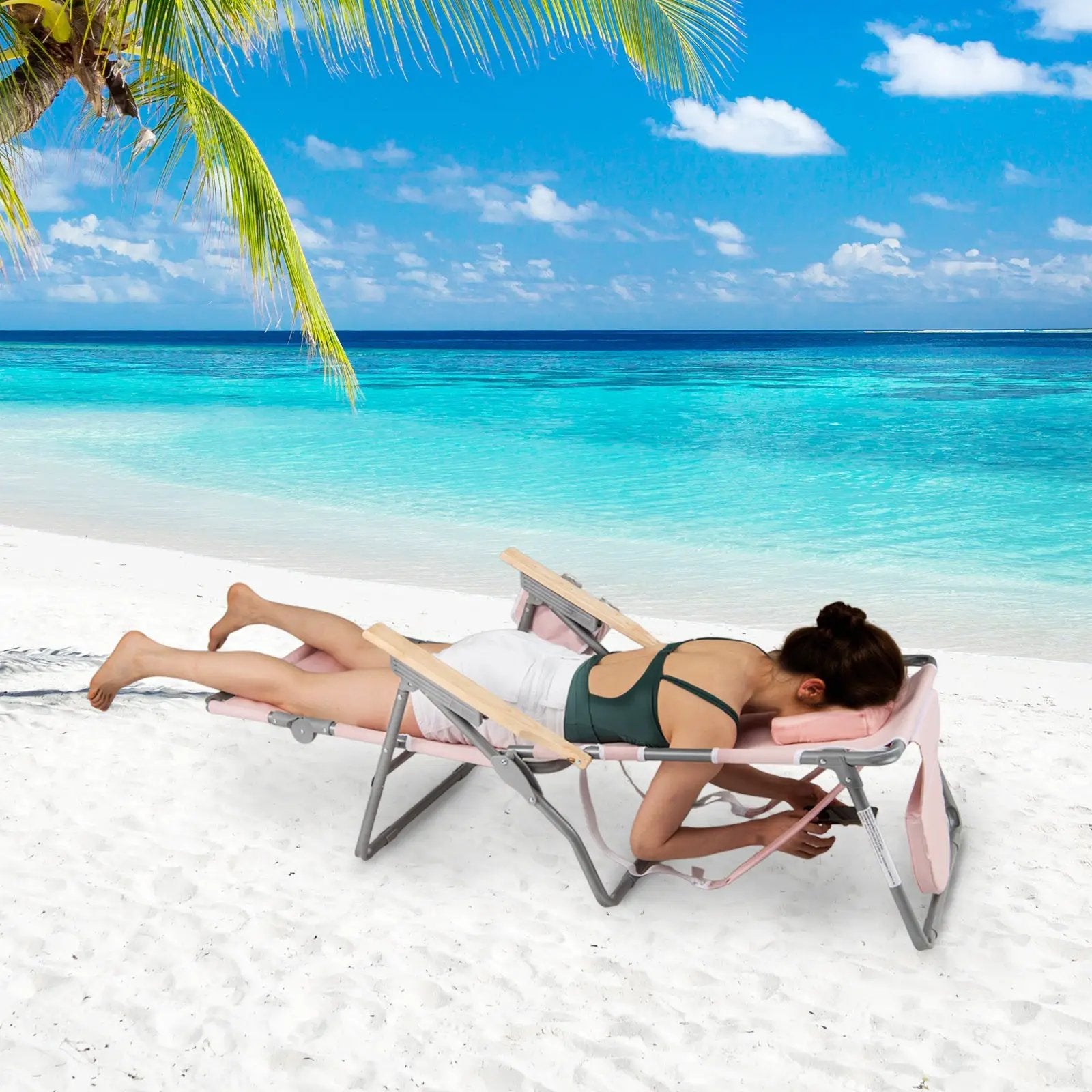 3-IN-1 Foldable Beach Chair with Footrest and Adjustable Backrest by DirectDeals