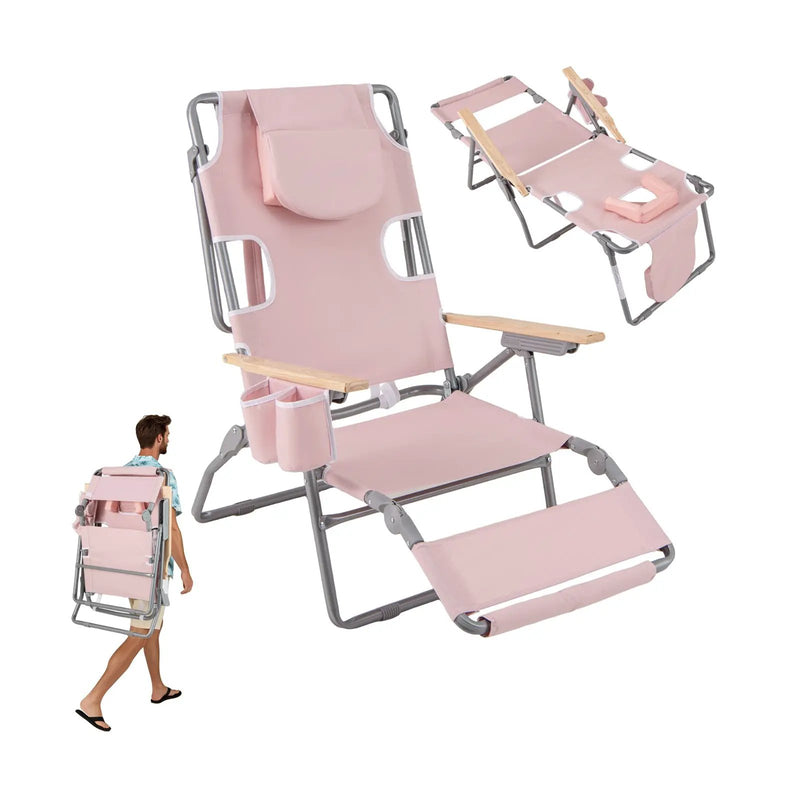 3-IN-1 Foldable Beach Chair with Footrest and Adjustable Backrest by DirectDeals