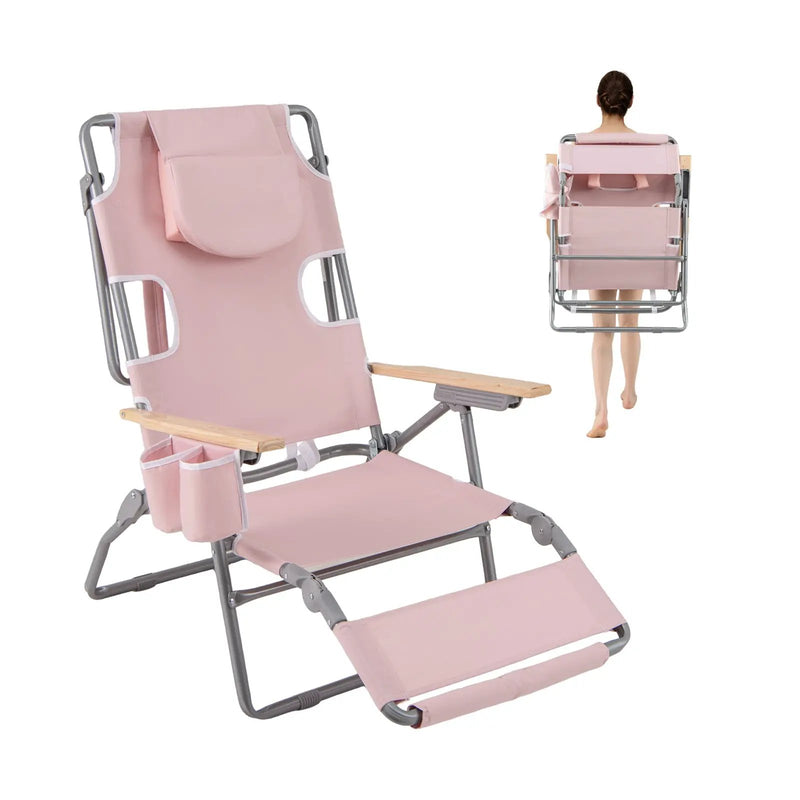 3-IN-1 Foldable Beach Chair with Footrest and Adjustable Backrest by DirectDeals