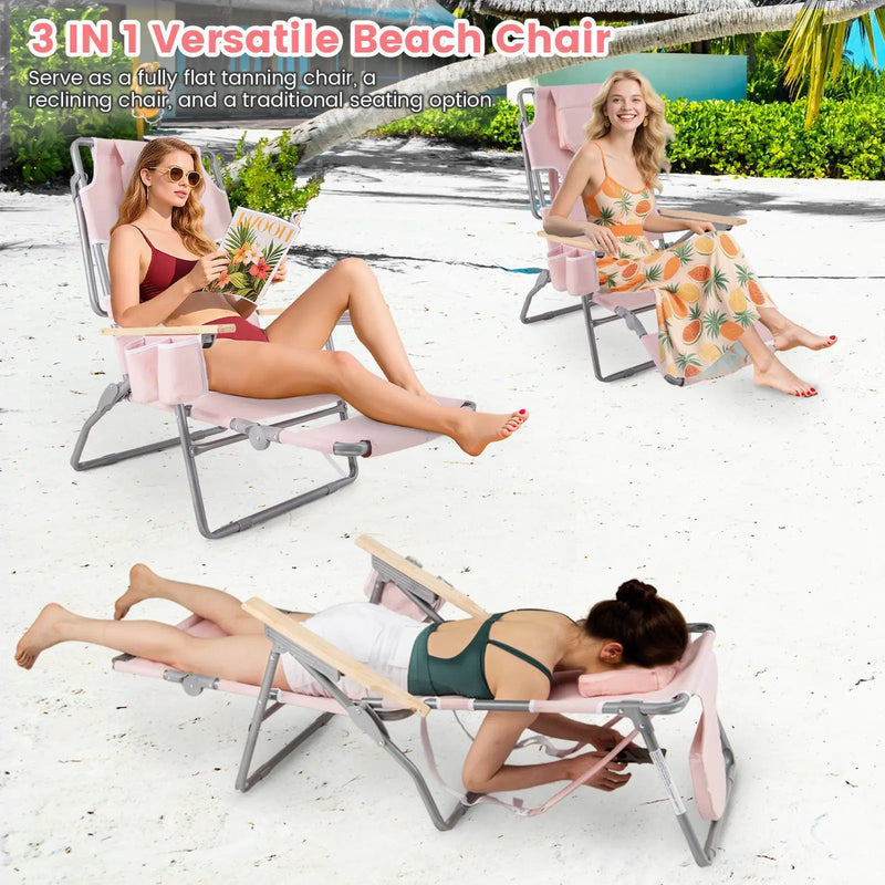 3-IN-1 Foldable Beach Chair with Footrest and Adjustable Backrest by DirectDeals